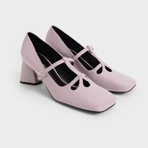Patent Double Strap Mary Jane Pumps - Lilac